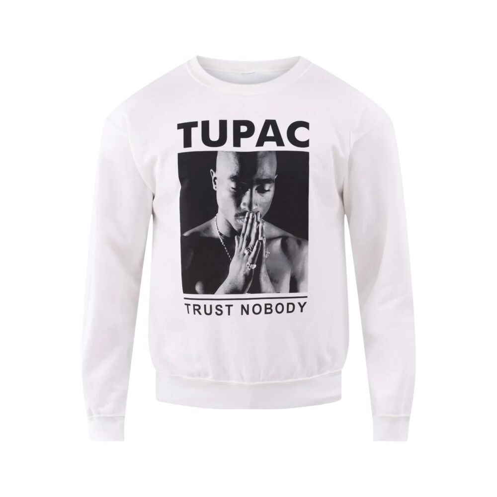 Tupac “Trust Nobody” Graphic Pullover Sweatshirt – Size Large – New – White